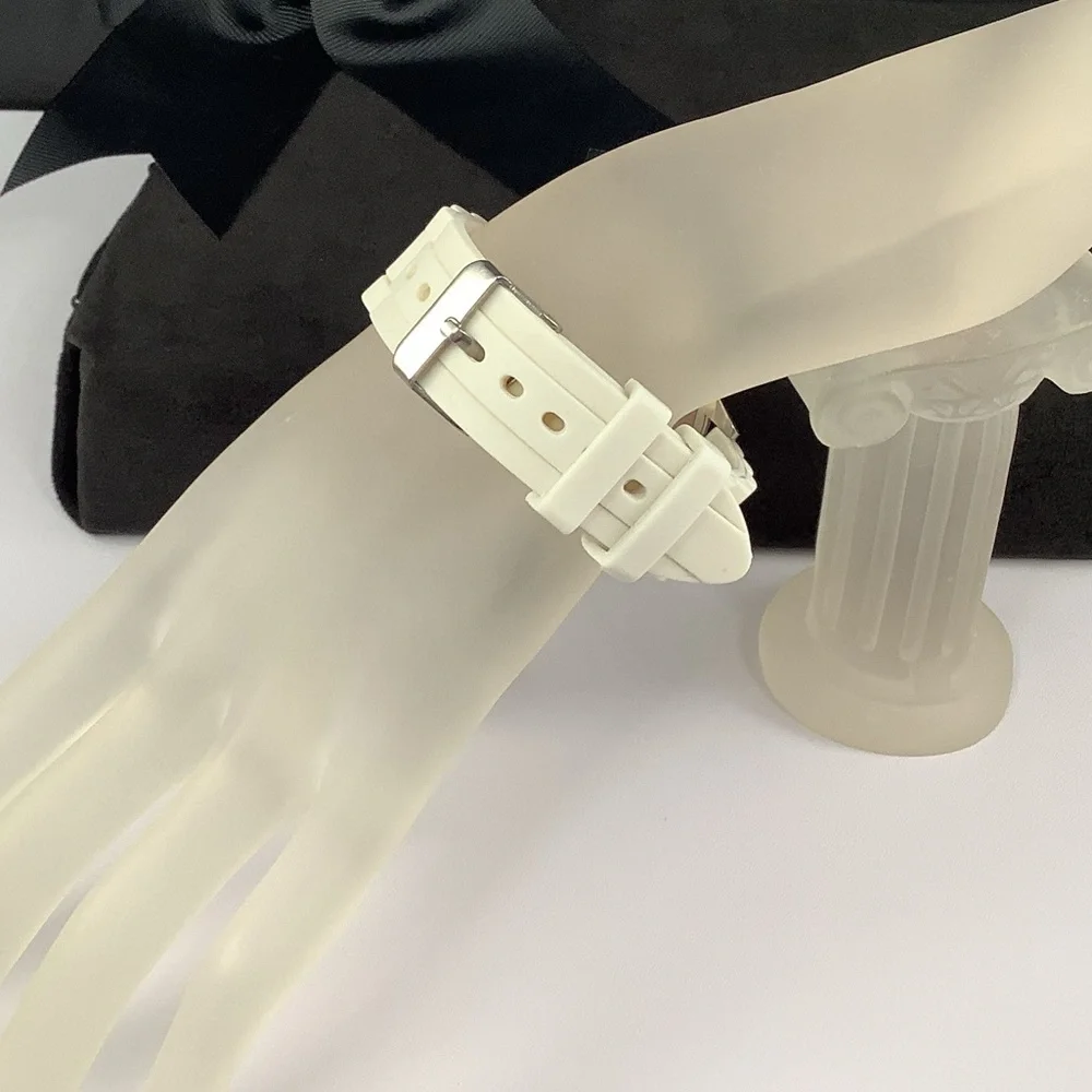Accutime White Rhinestone Silicone Quartz Watch - Picture 13 of 14